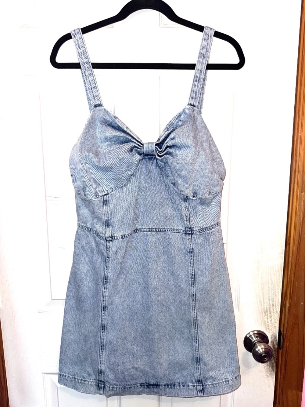 ASOS Miss Selfridge Bow Denim Mini Dress